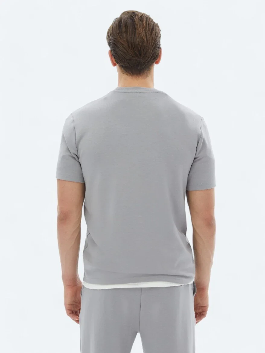Grey Plain Crew Neck T-Shirt - 5