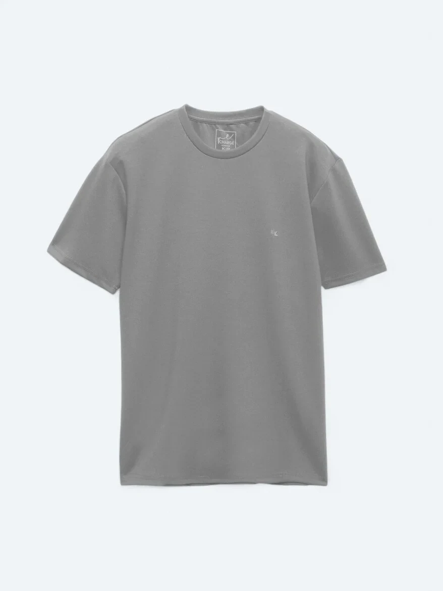 Grey Plain Crew Neck T-Shirt - 6