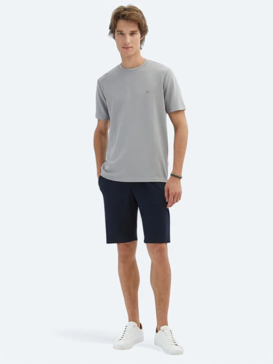 Grey Plain Crew Neck T-Shirt - 2