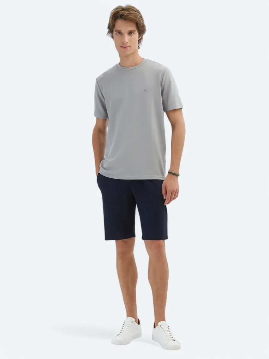 Grey Plain Crew Neck T-Shirt - 2