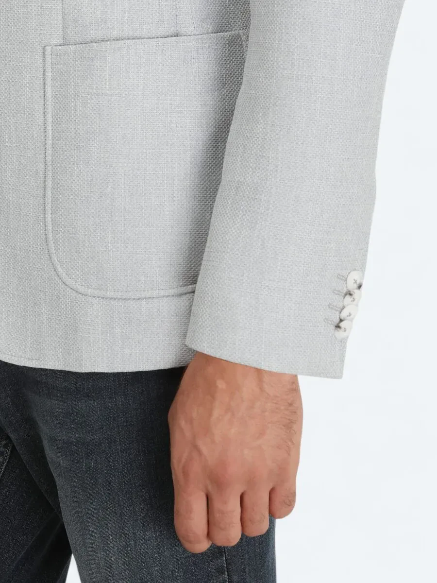 Grey Plain Modern Fit Jacket - 5
