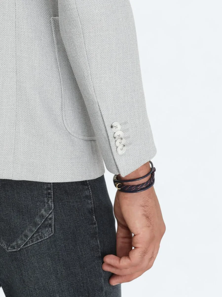 Grey Plain Modern Fit Jacket - 6