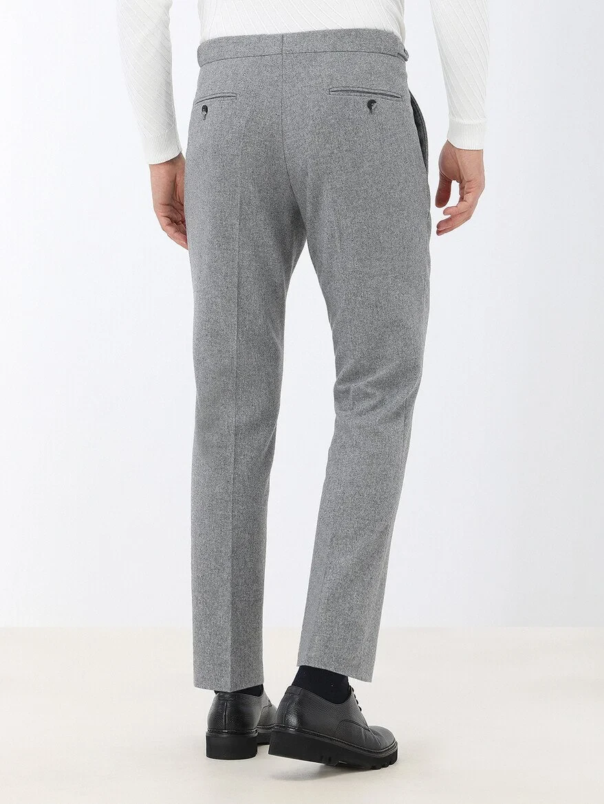 Grey Plain Modern Fit Wool Blended Suit - 7