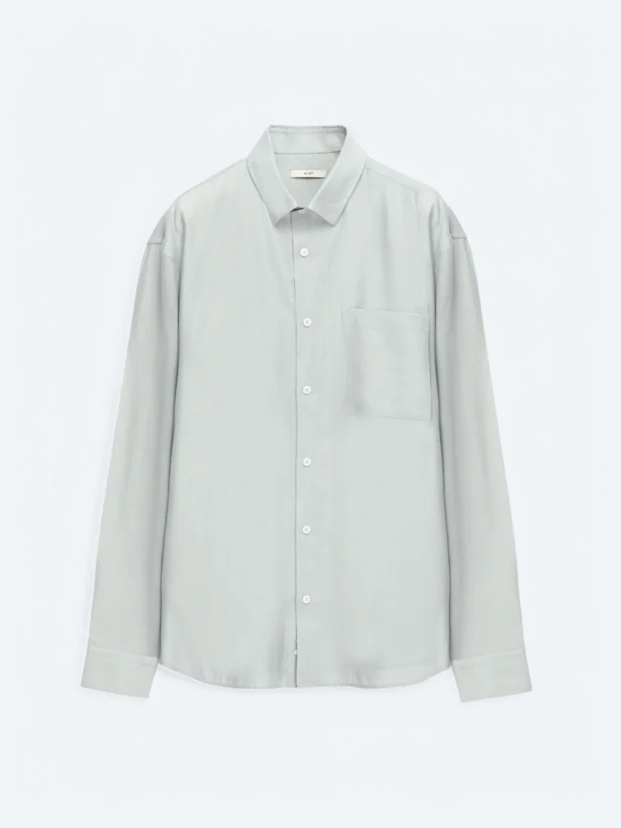 Grey Plain Oversize Fit Weaving Casual Shirt - 7