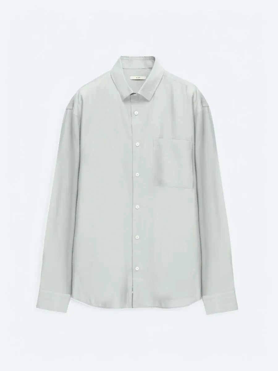 Grey Plain Oversize Fit Weaving Casual Shirt - 7