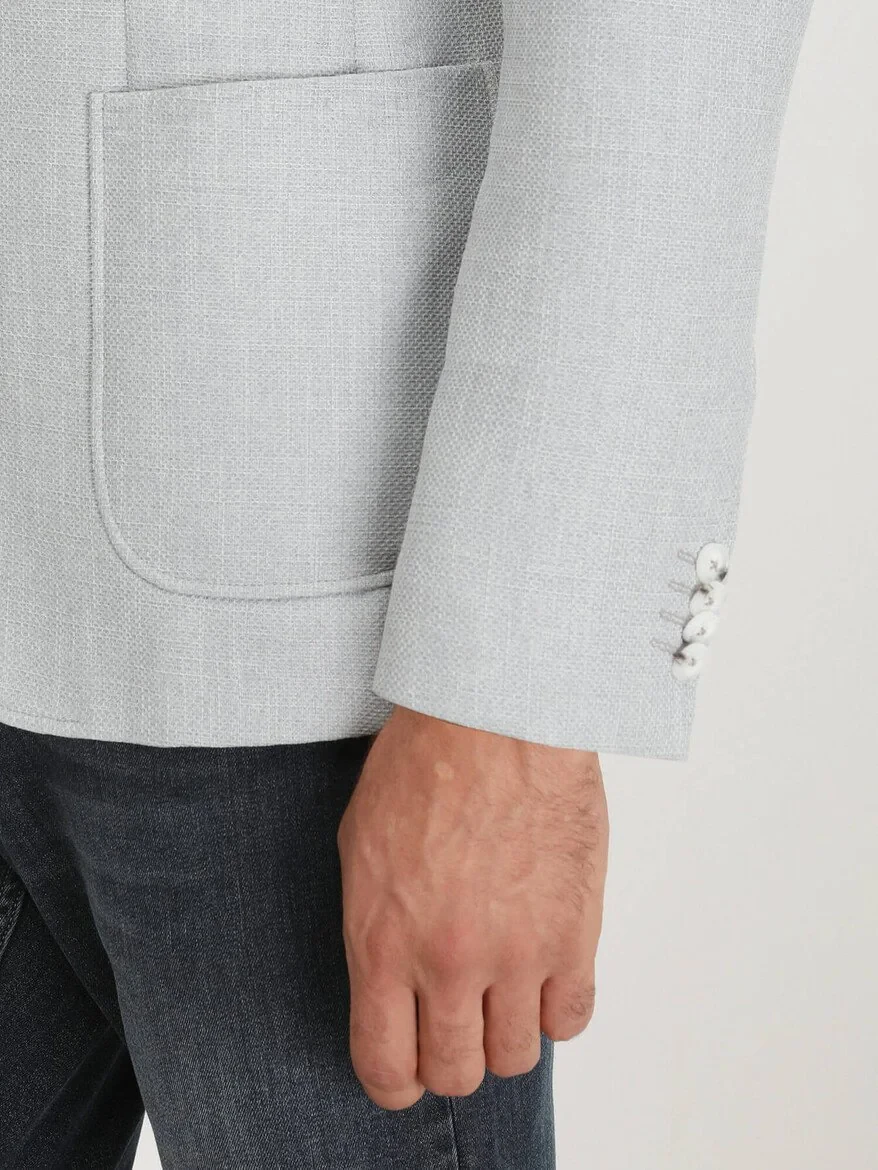 Grey Plain Regular Fit Jacket - 5