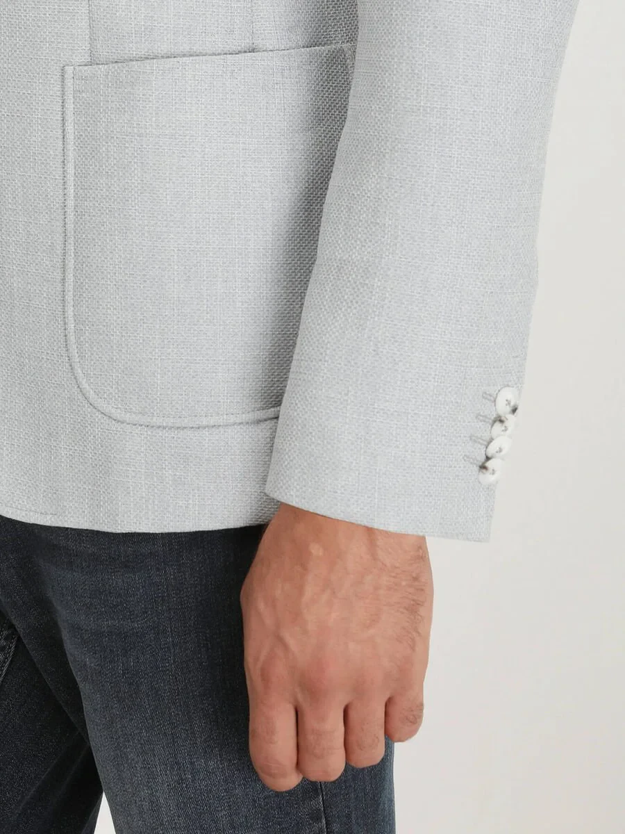 Grey Plain Regular Fit Jacket - 5