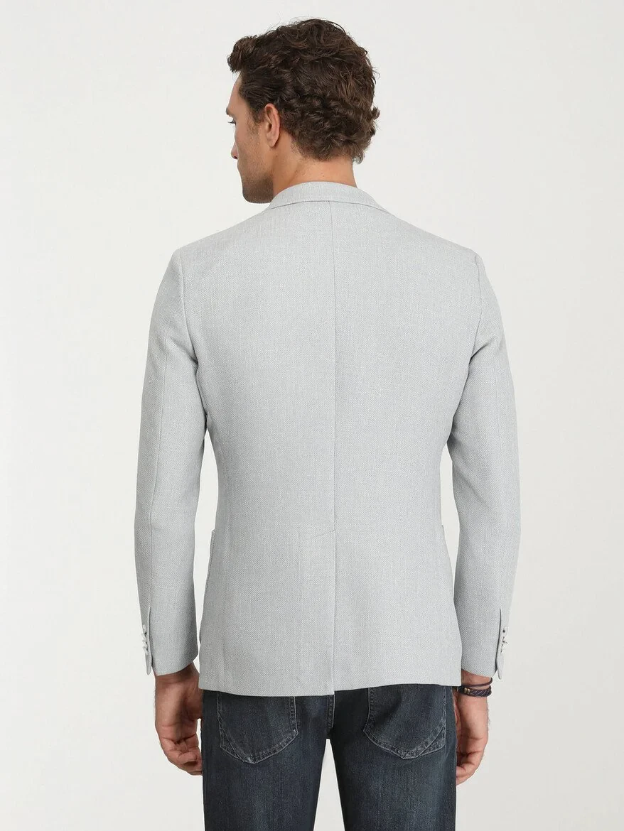 Grey Plain Regular Fit Jacket - 6