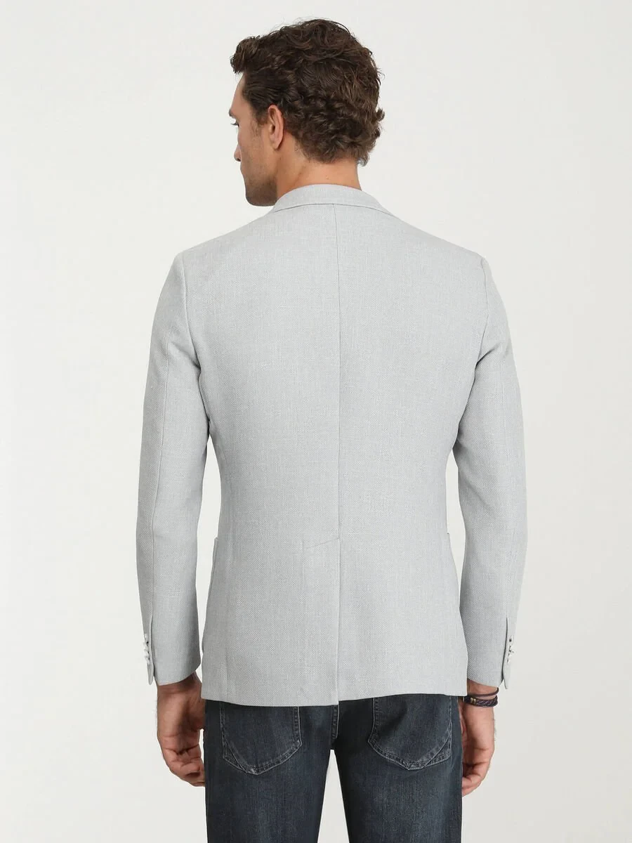 Grey Plain Regular Fit Jacket - 6