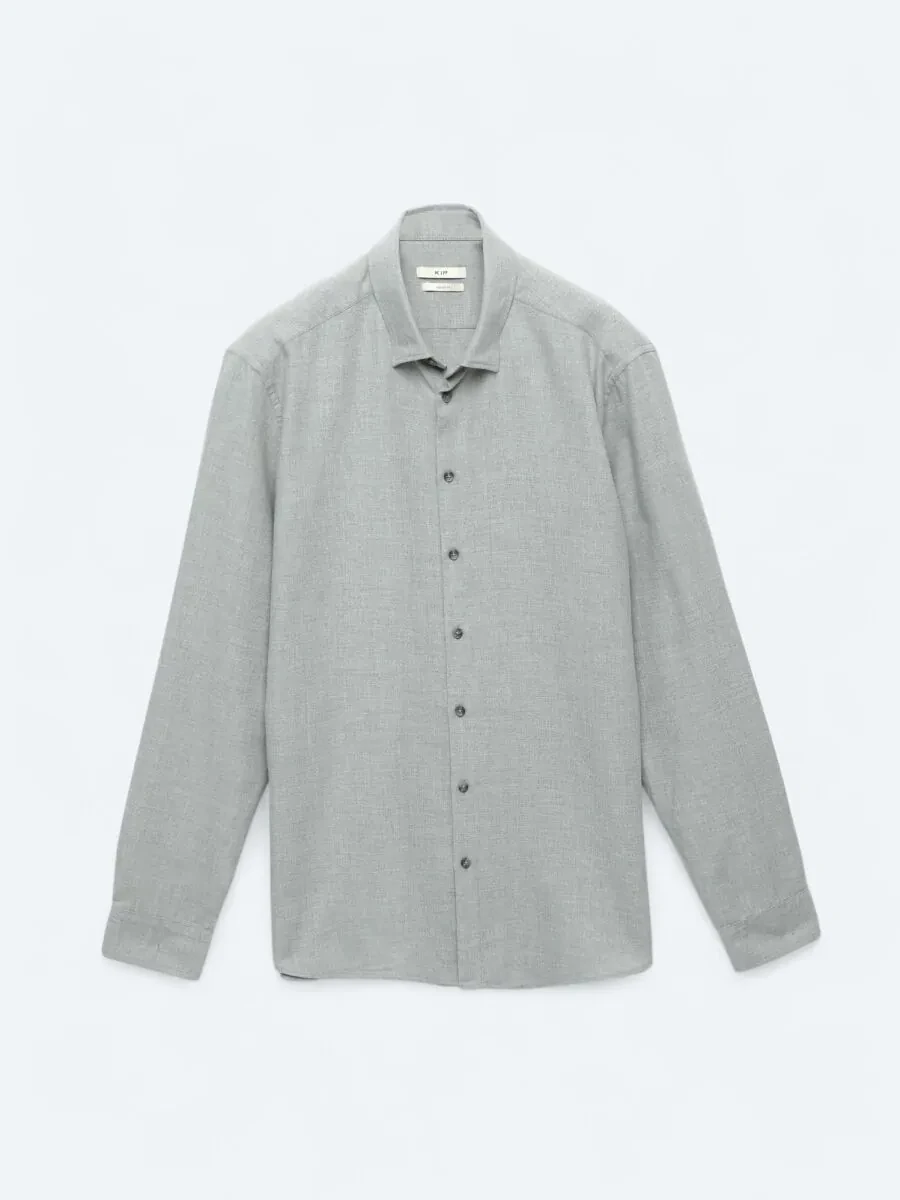 Grey Plain Regular Fit Weaving Casual Cotton Blended Shirt - 7