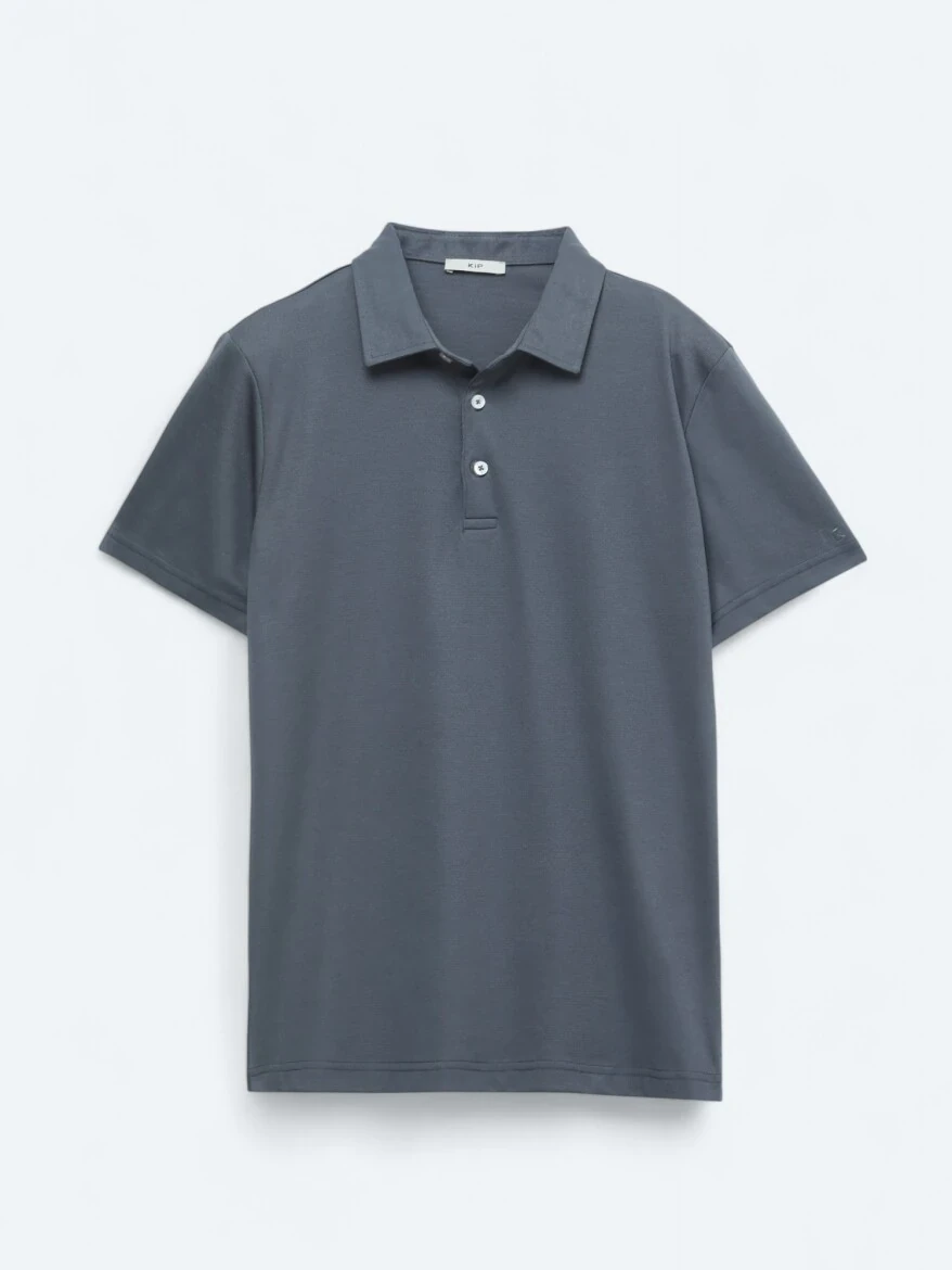 Grey Polo Neck Cotton Blended T-Shirt 