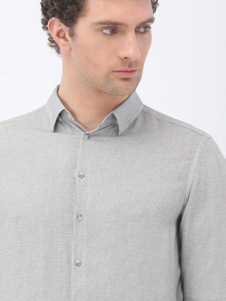 Grey Printed Regular Fit Weaving Casual Shirt - 3