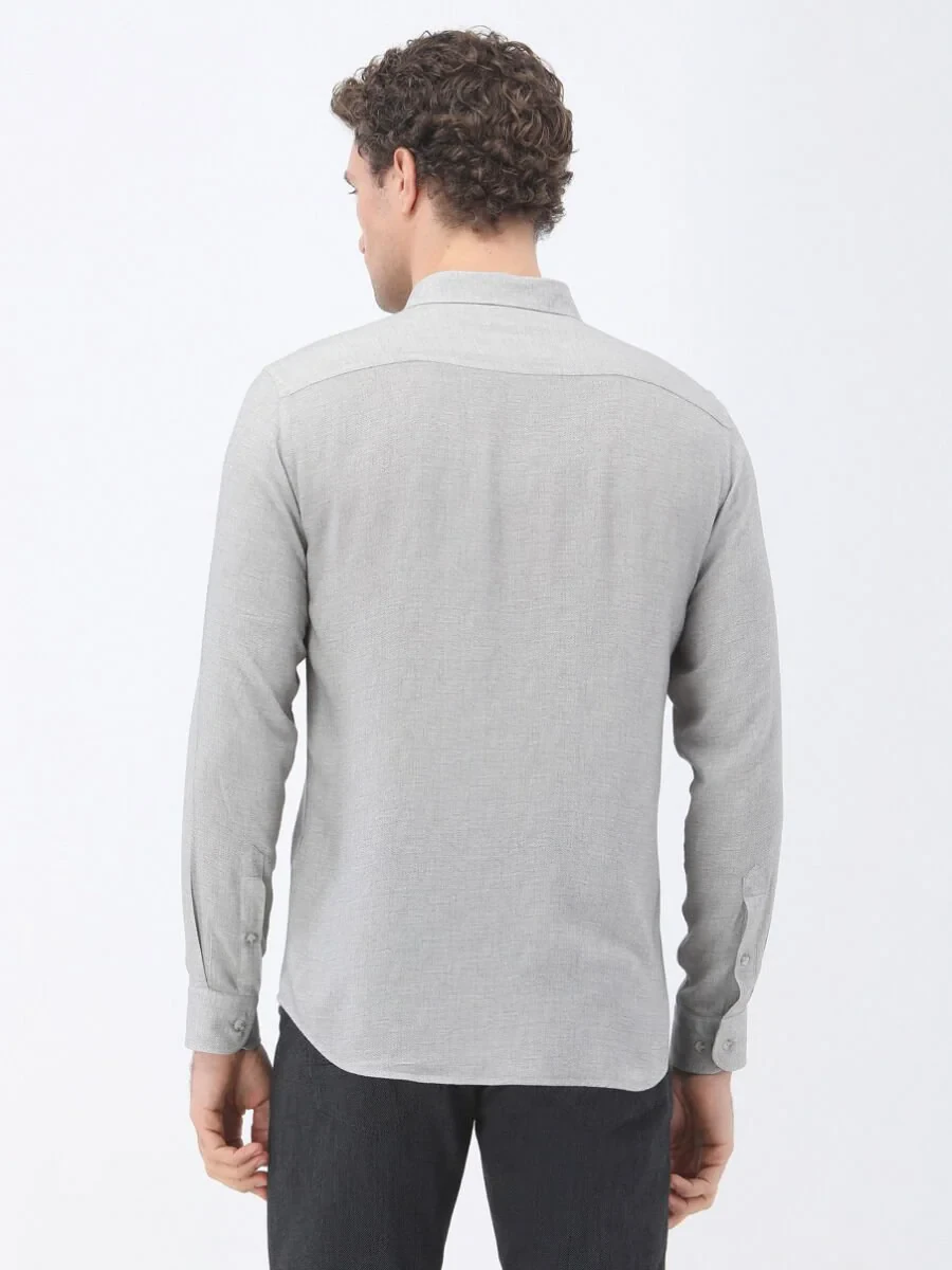 Grey Printed Regular Fit Weaving Casual Shirt - 4