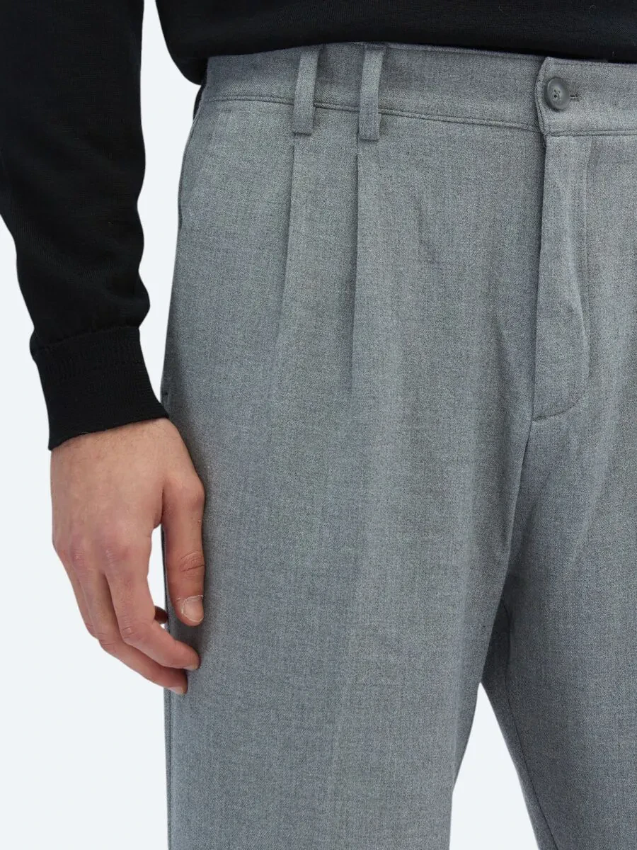 Grey Weaving Carrot Fit Casual Trousers - 4