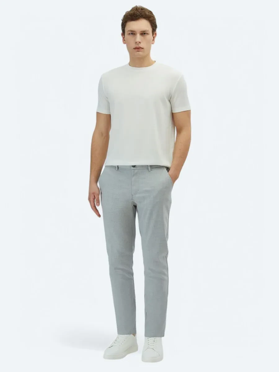 Grey Weaving Casual Trousers - 1