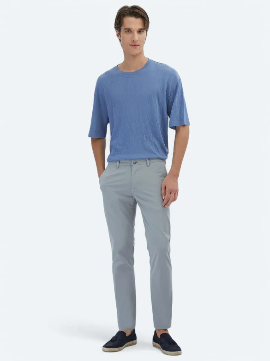Grey Weaving Casual Trousers - 1