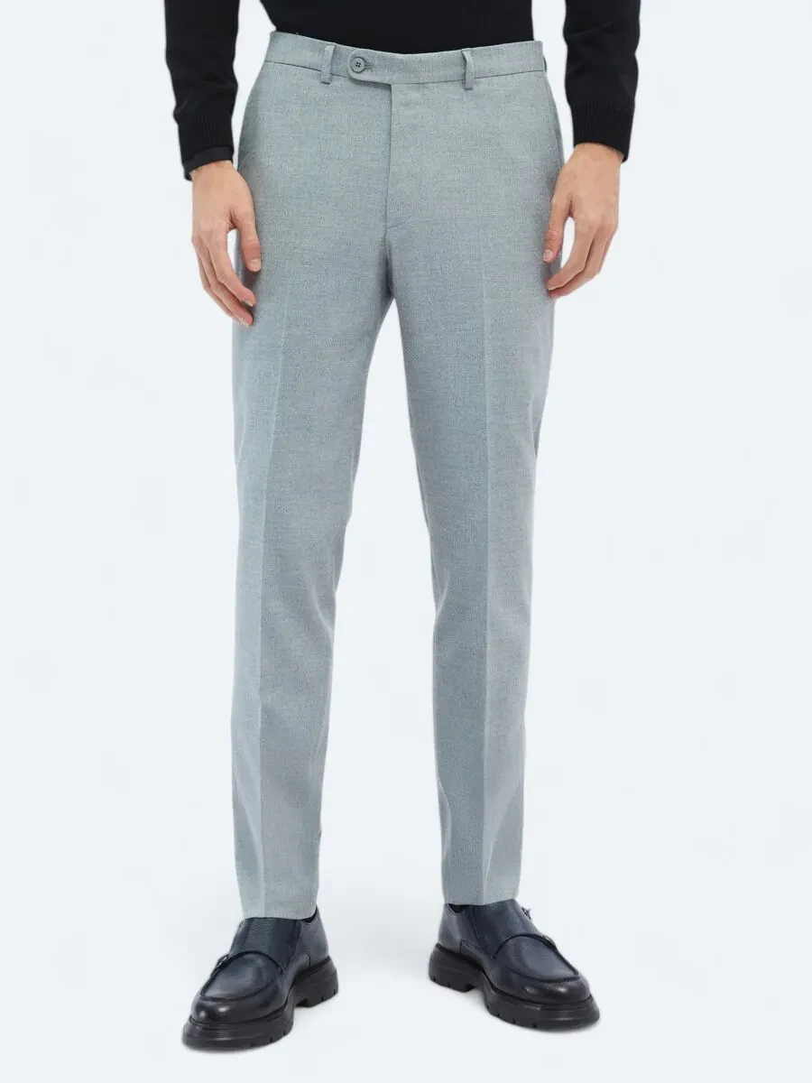 Grey Weaving Fitted Fit Classical Trousers - 2