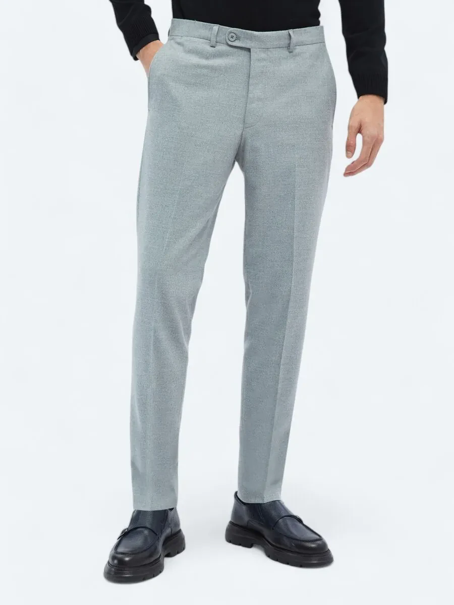 Grey Weaving Fitted Fit Classical Trousers - 3
