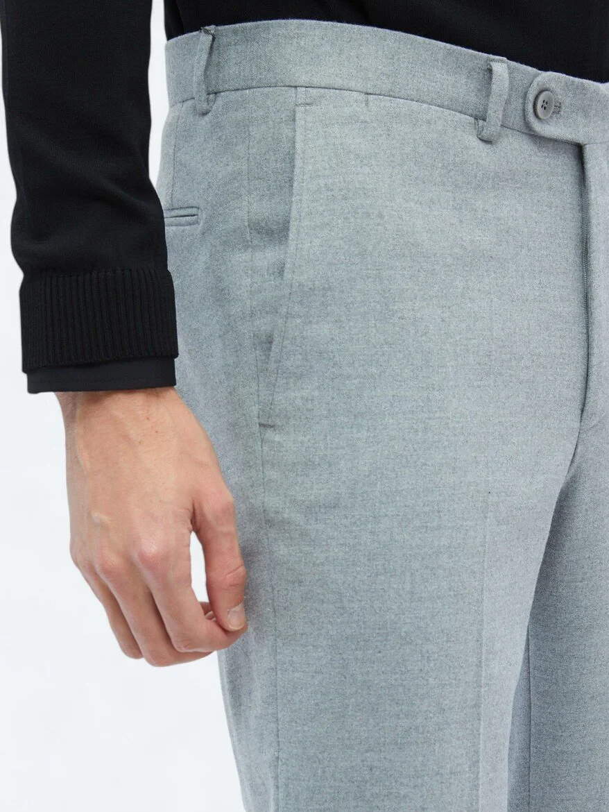 Grey Weaving Fitted Fit Classical Trousers 
