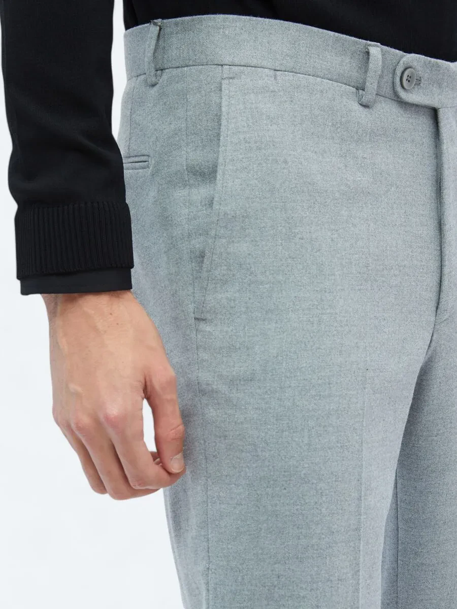 Grey Weaving Fitted Fit Classical Trousers - 4