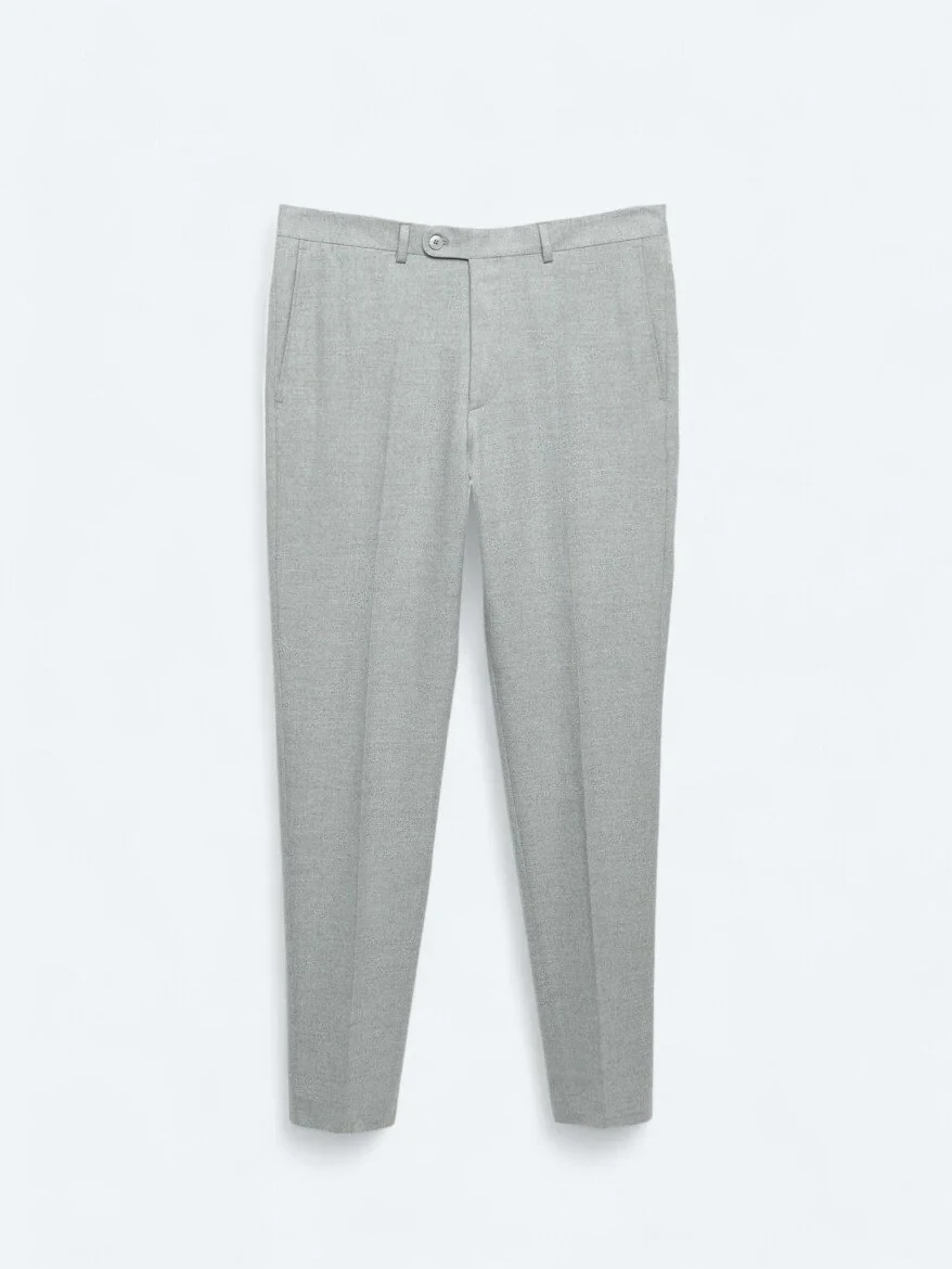 Grey Weaving Fitted Fit Classical Trousers - 6