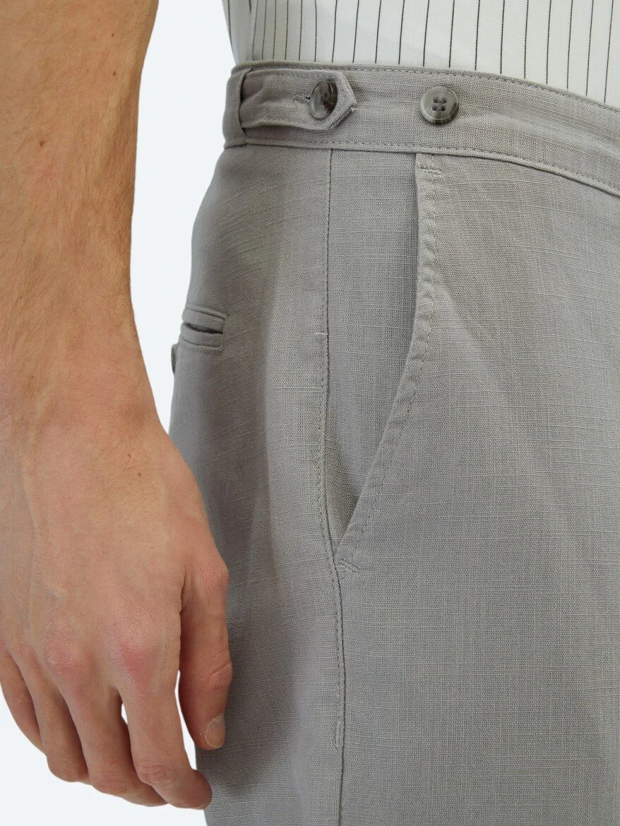 Grey Weaving Fitted Fit Smart Casual Cotton Blended Trousers 