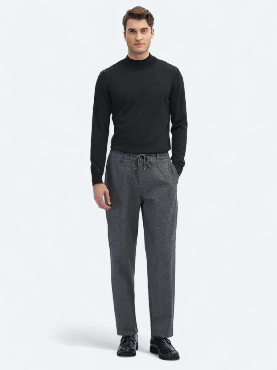 Grey Weaving Jogging Fit Casual Cotton Blended Trousers - 1