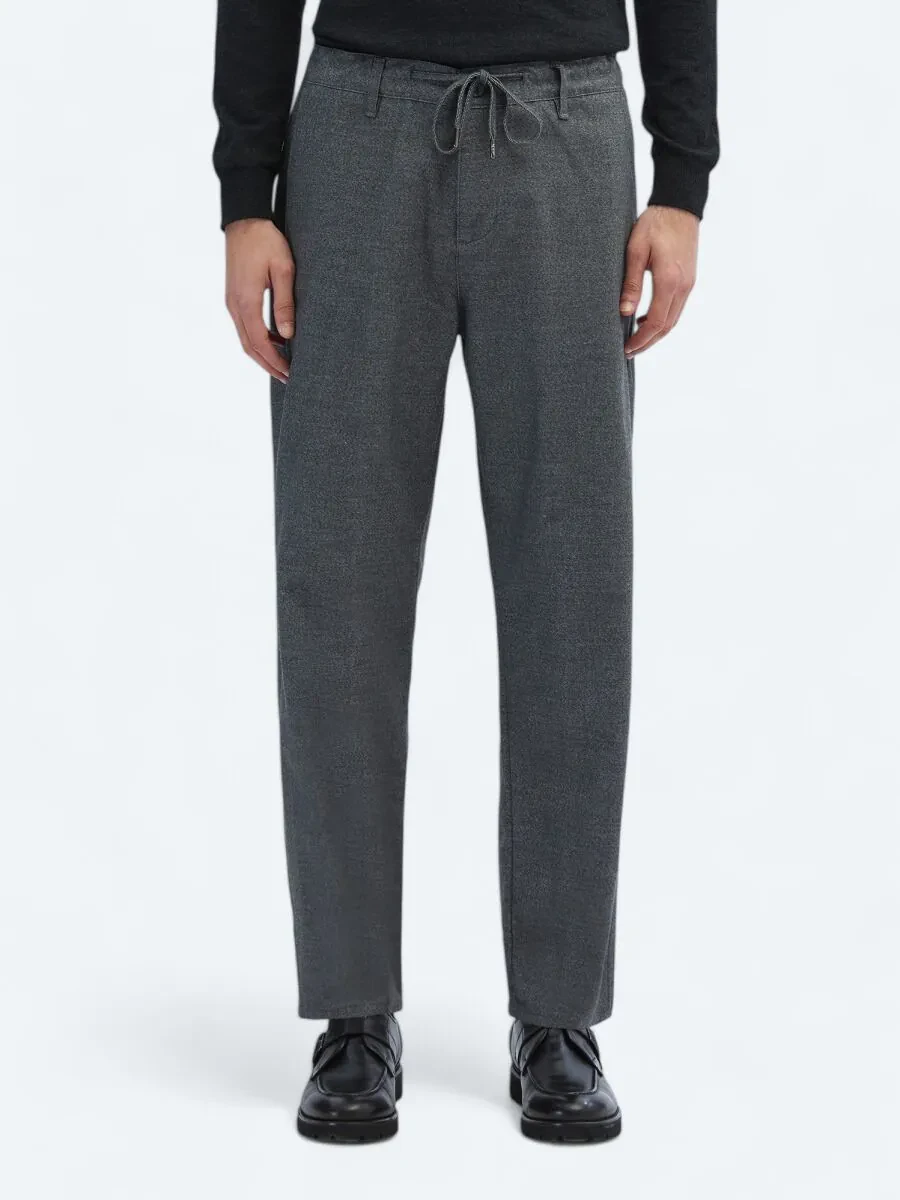 Grey Weaving Jogging Fit Casual Cotton Blended Trousers - 2