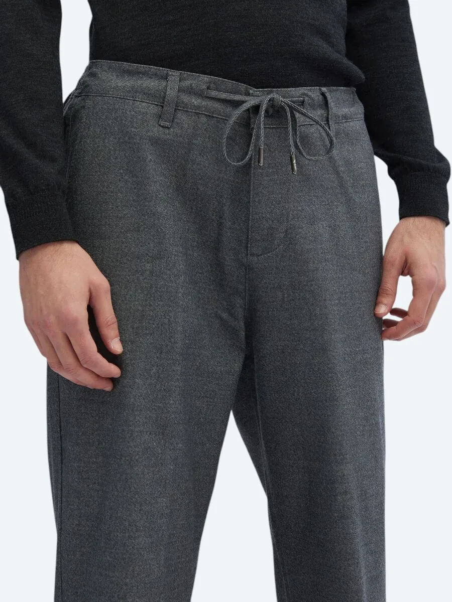 Grey Weaving Jogging Fit Casual Cotton Blended Trousers - 4