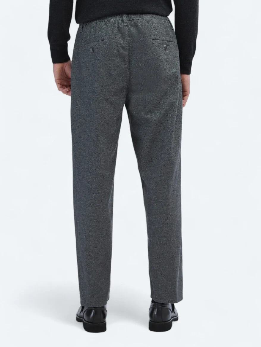 Grey Weaving Jogging Fit Casual Cotton Blended Trousers - 5