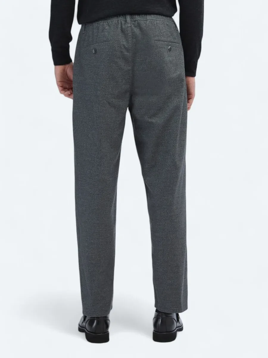 Grey Weaving Jogging Fit Casual Cotton Blended Trousers - 5