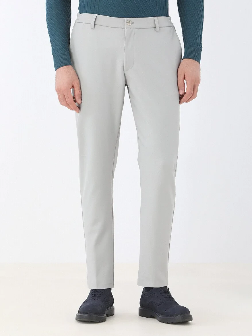 Grey Weaving Jogging Fit Casual Trousers - 1