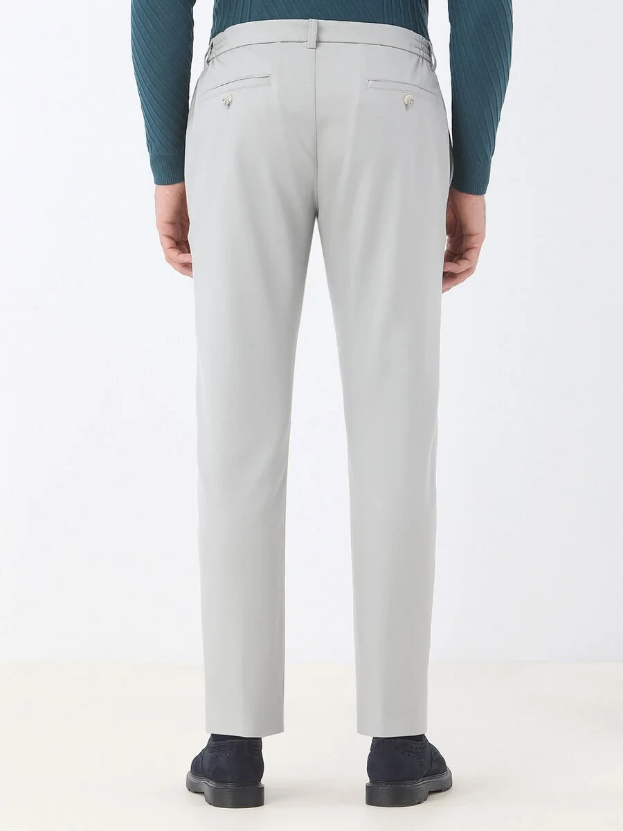Grey Weaving Jogging Fit Casual Trousers - 4