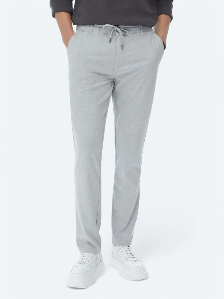Grey Weaving Jogging Fit Casual Trousers - 2