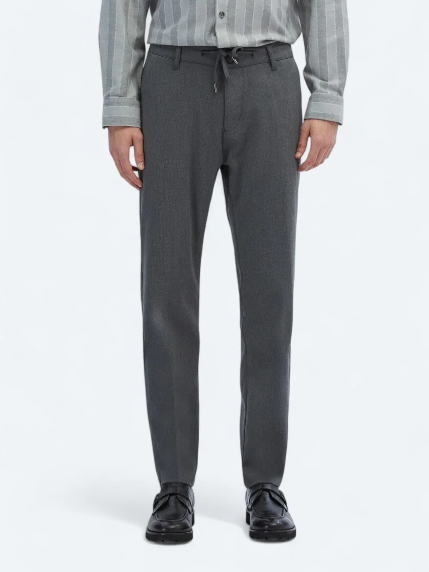 Grey Weaving Jogging Fit Casual Trousers - 2