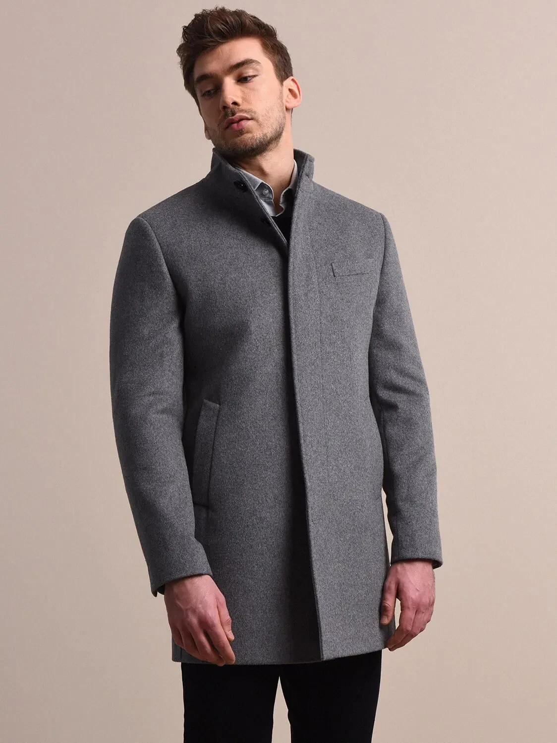 Grey Weaving Overcoat - 1