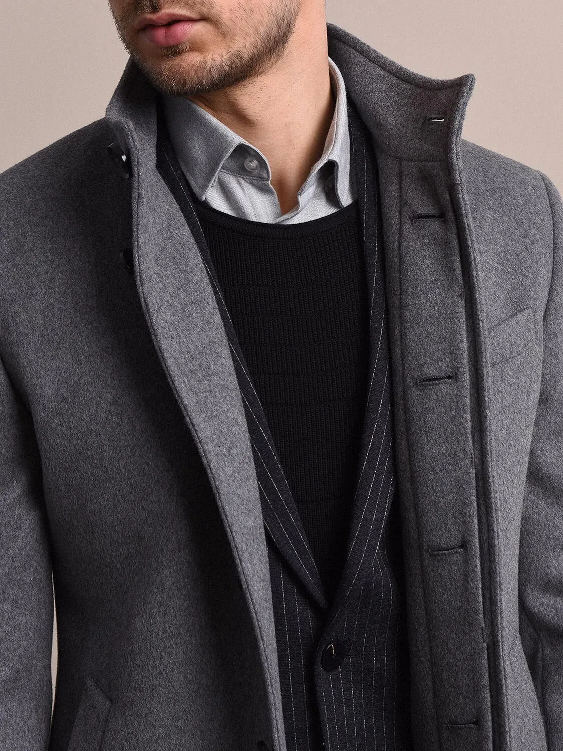 Grey Weaving Overcoat - 3