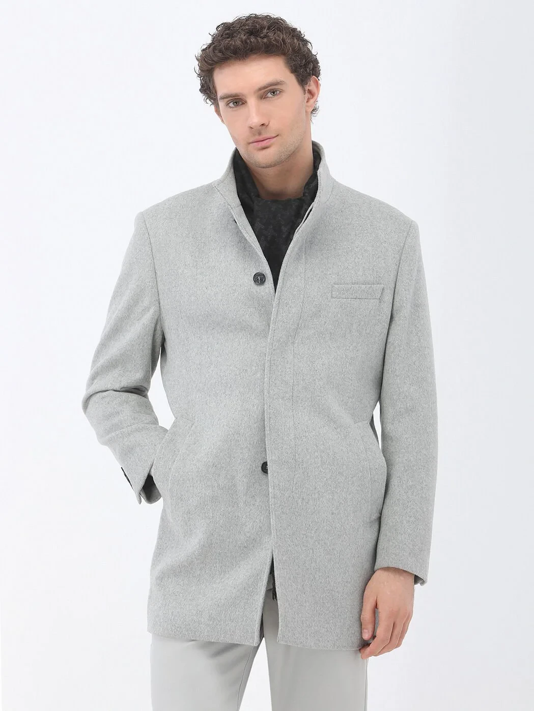 Grey Weaving Overcoat - 1