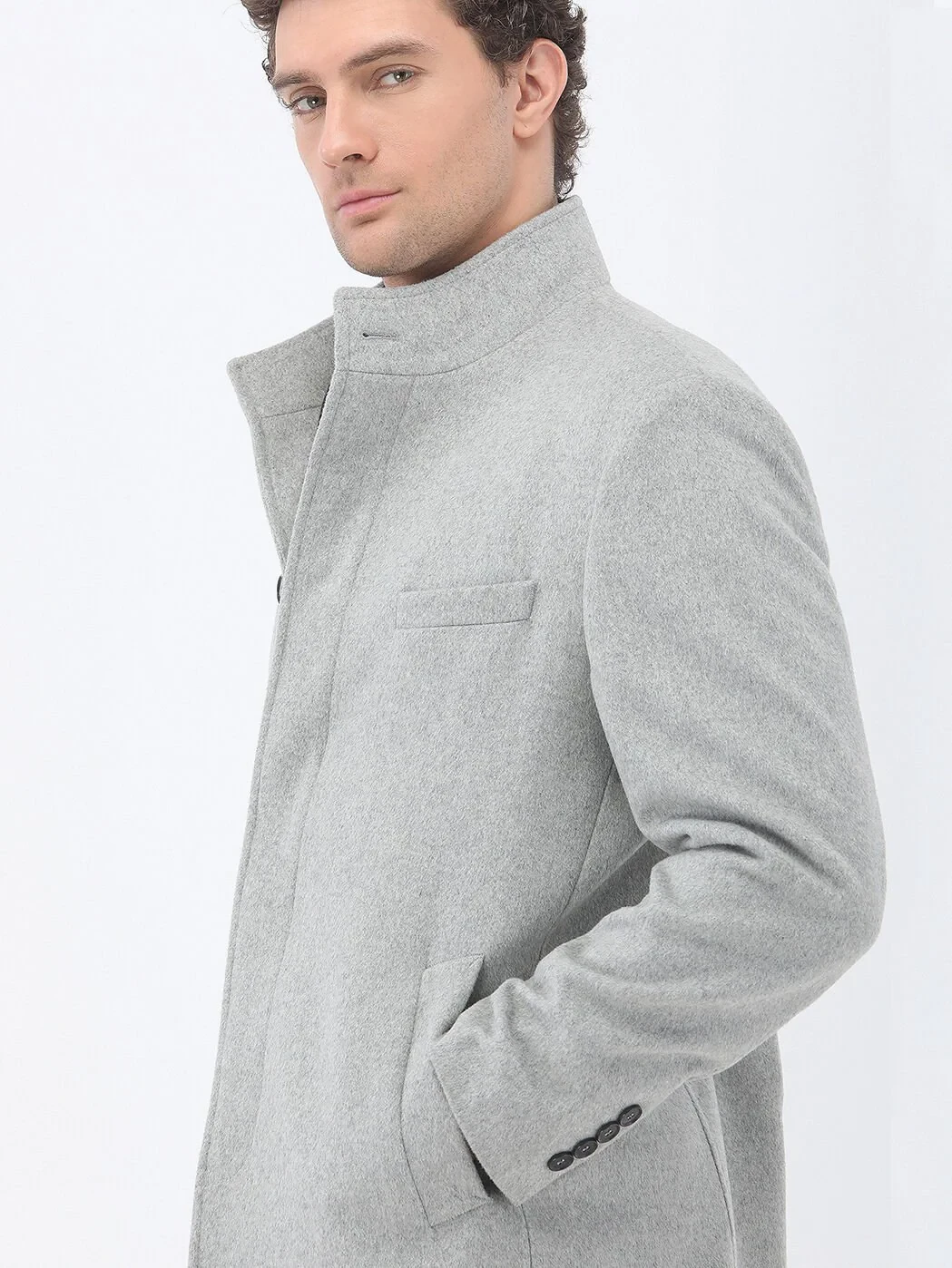 Grey Weaving Overcoat - 4