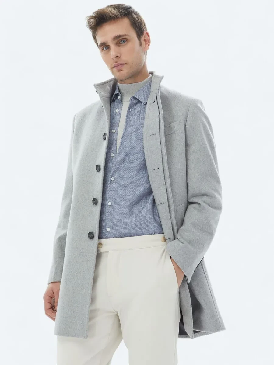 Grey Weaving Overcoat - 1