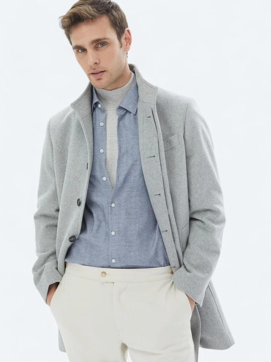 Grey Weaving Overcoat - 5