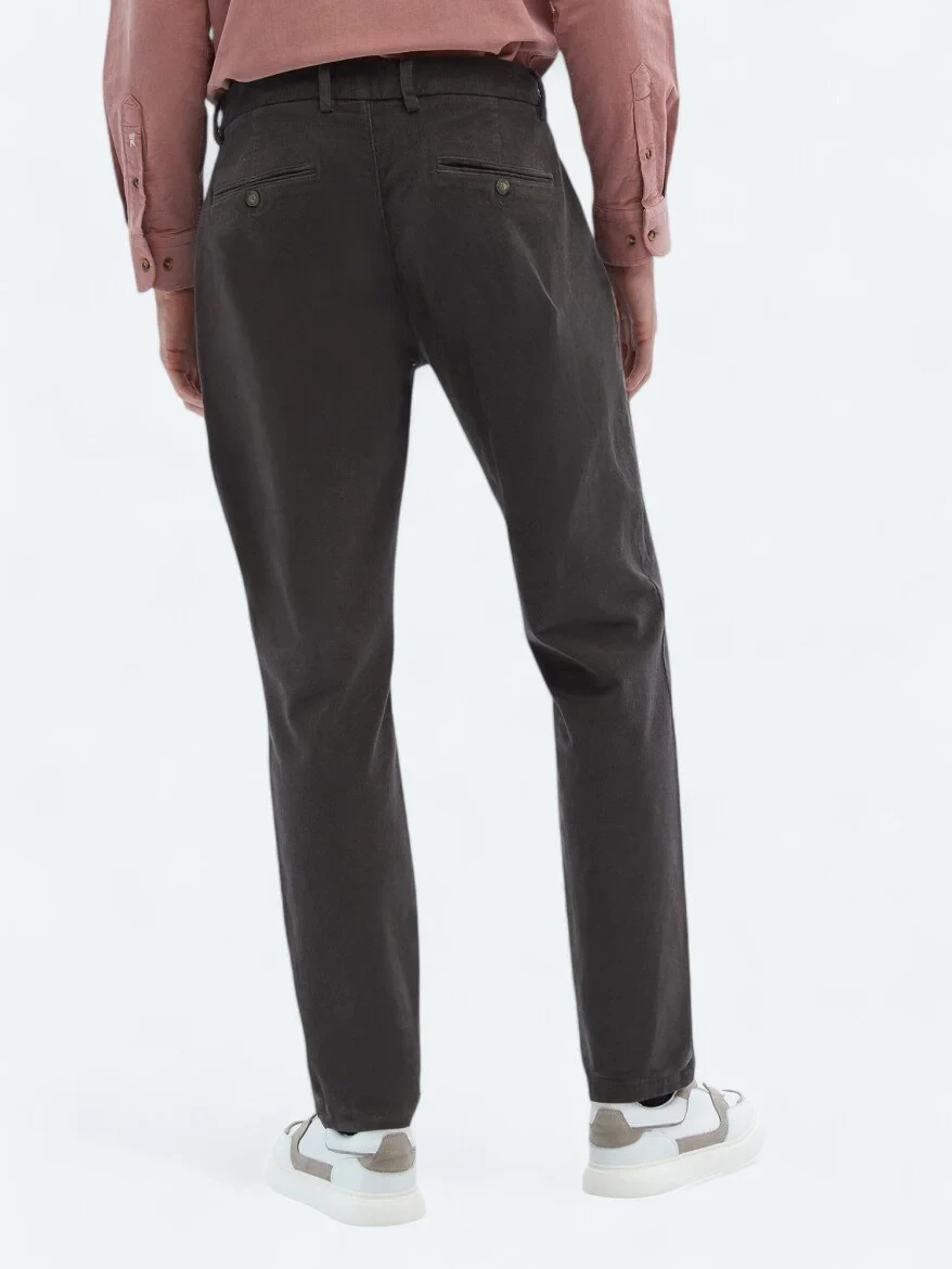 Grey Weaving Regular Fit Casual Cotton Blended Trousers 