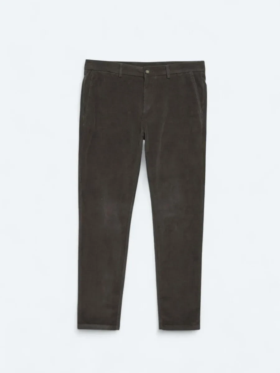 Grey Weaving Regular Fit Casual Cotton Blended Trousers - 5