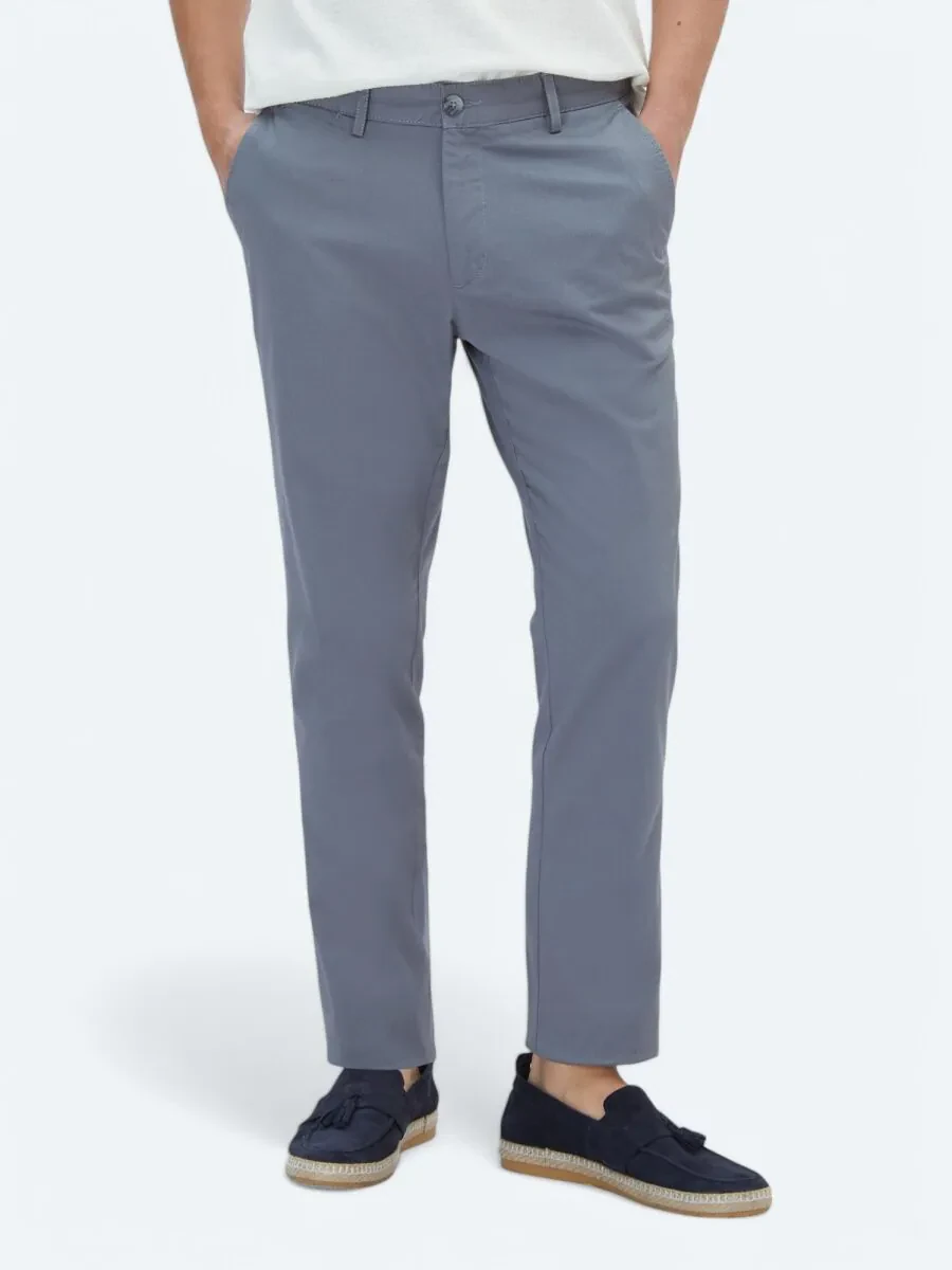 Grey Weaving Regular Fit Casual Cotton Blended Trousers - 2