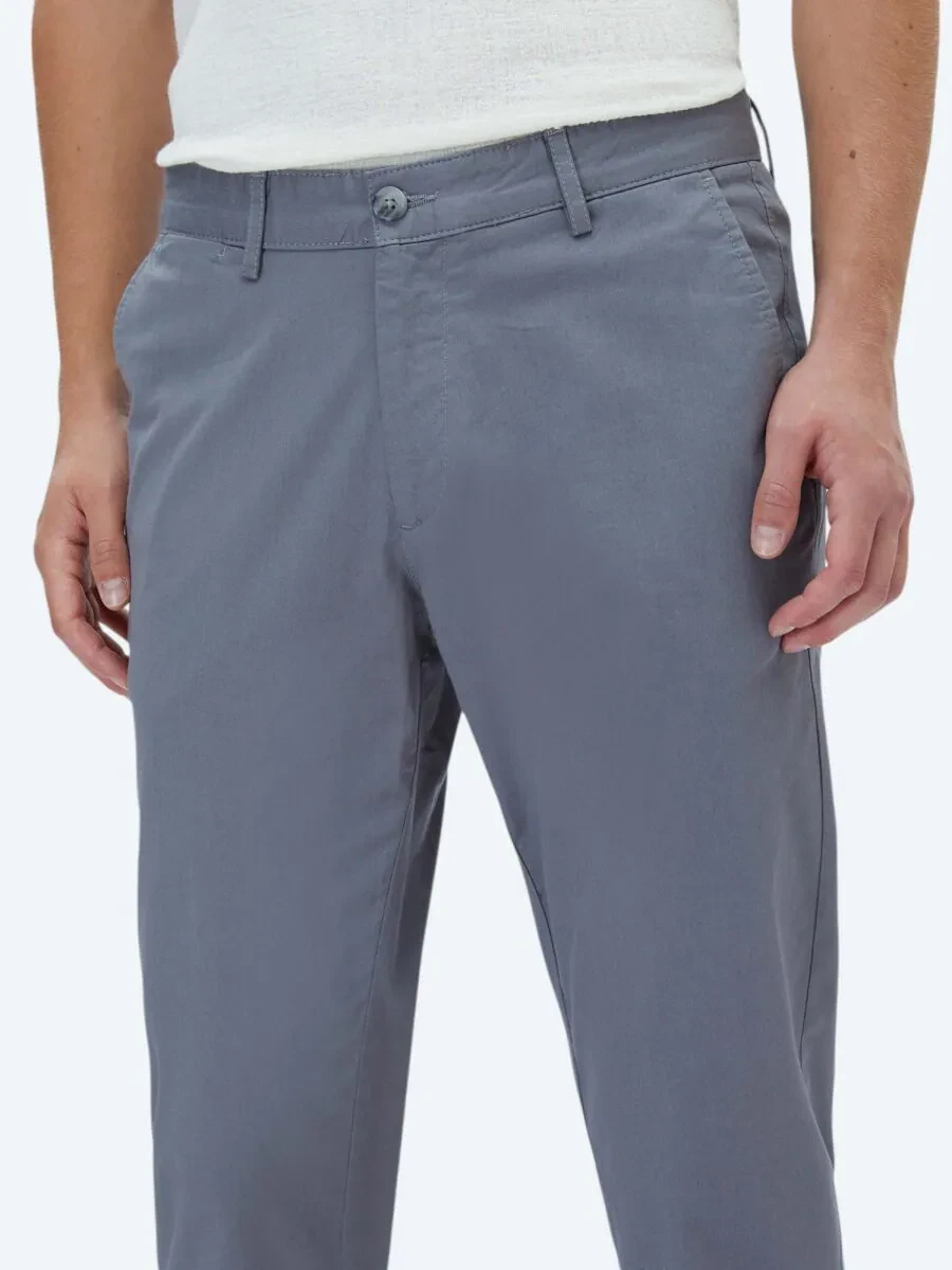 Grey Weaving Regular Fit Casual Cotton Blended Trousers - 3