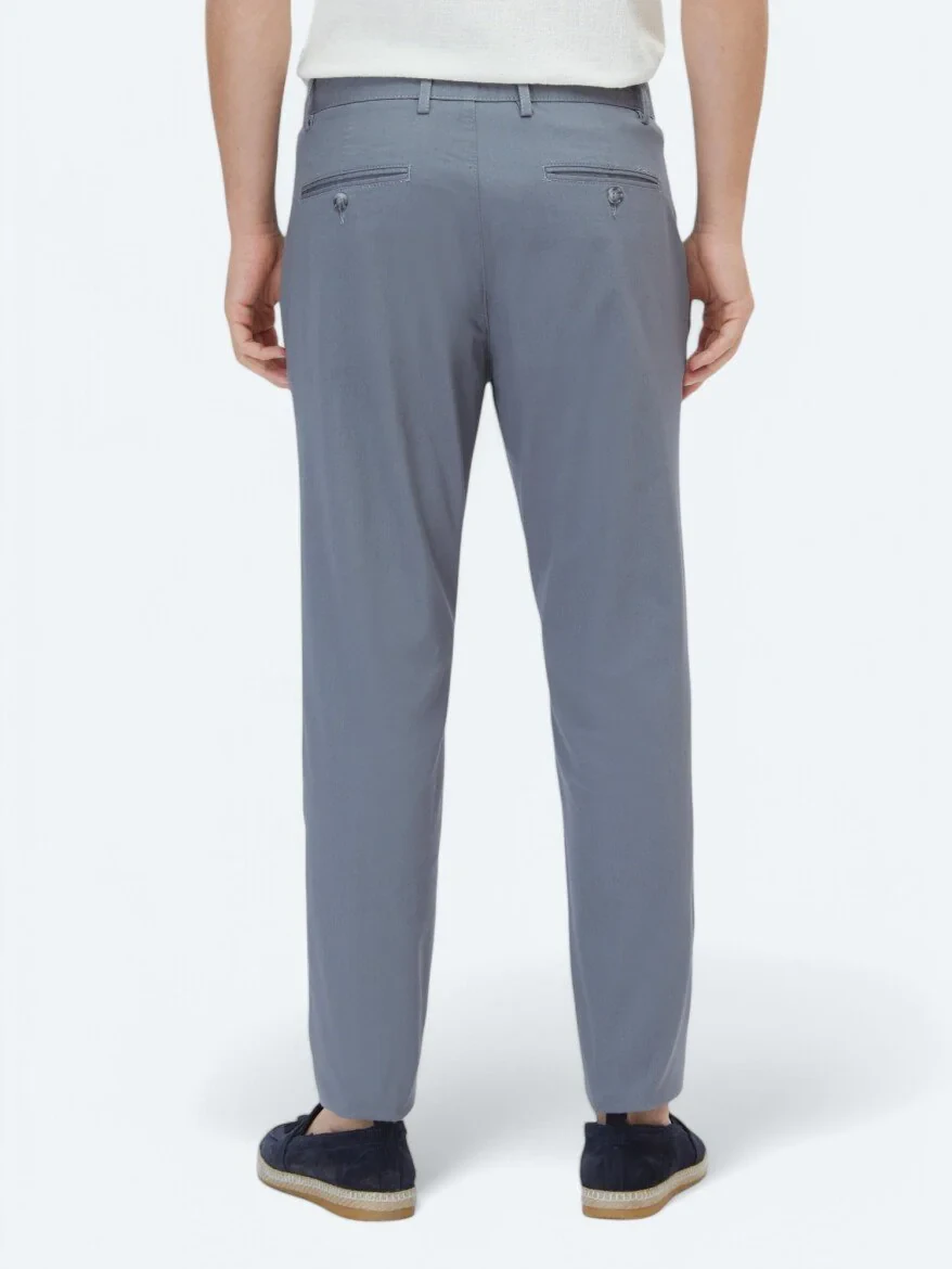 Grey Weaving Regular Fit Casual Cotton Blended Trousers - 4