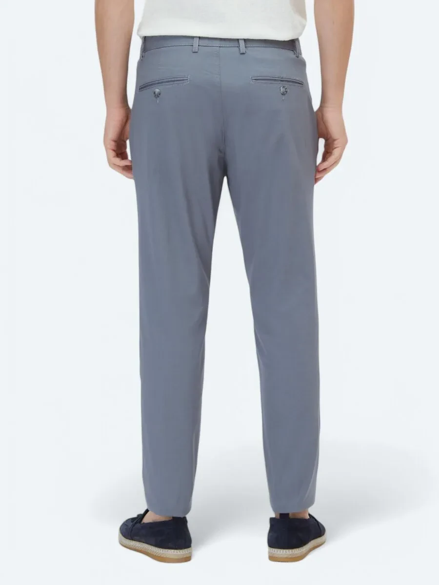 Grey Weaving Regular Fit Casual Cotton Blended Trousers - 4