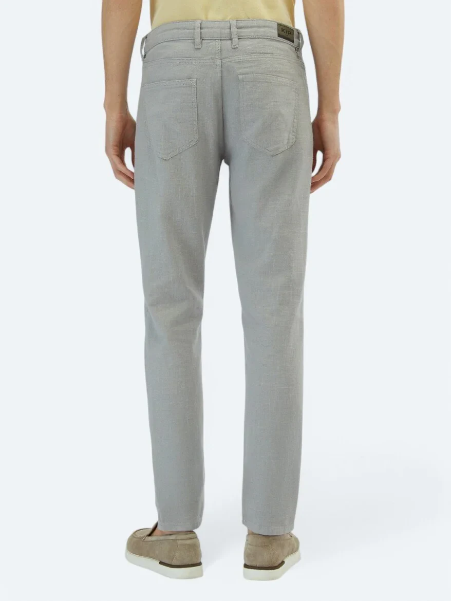 Grey Weaving Regular Fit Casual Cotton Blended Trousers - 4
