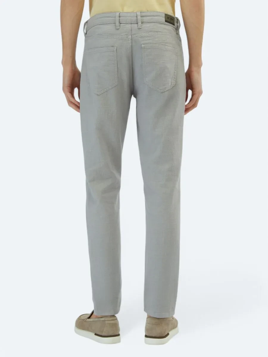 Grey Weaving Regular Fit Casual Cotton Blended Trousers - 4
