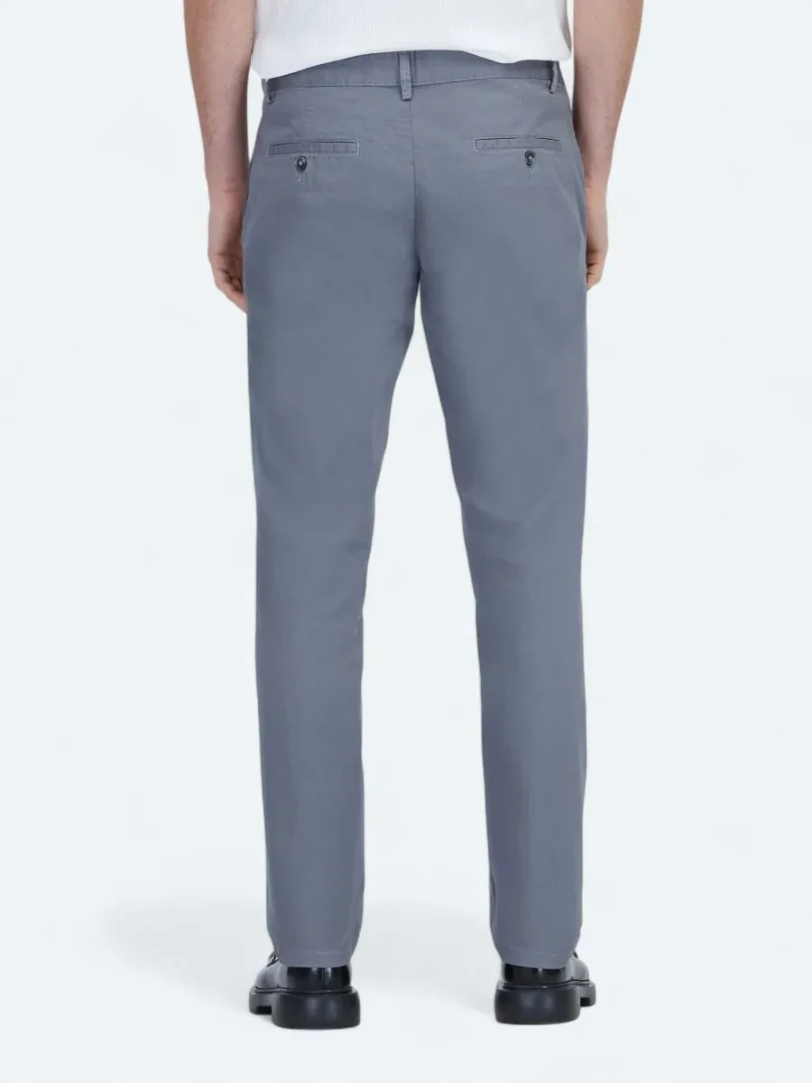 Grey Weaving Regular Fit Casual Cotton Blended Trousers - 4